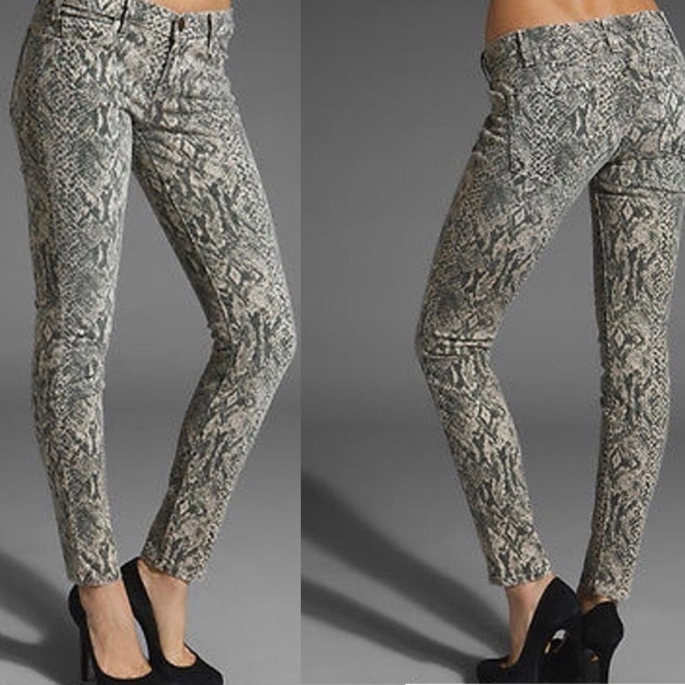 Current/Elliott Jeans Low Rise The Ankle Skinny Canvas Python‎ Snake Print Sz 26